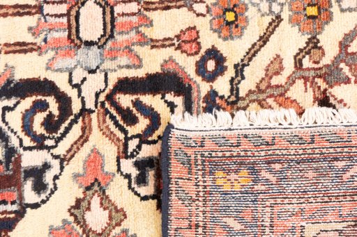 Close-up detail of 1973s Hamedan rug from Iran / Persia showing Wool weave