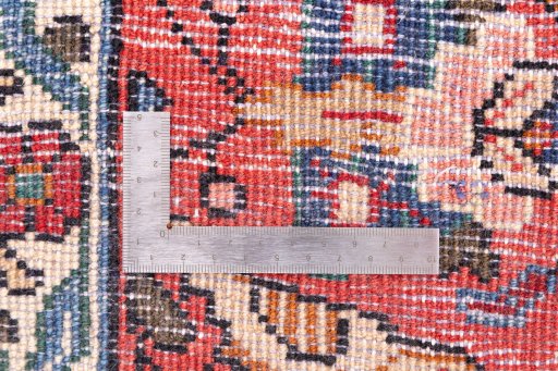 Corner detail of 1998s Hamedan rug showing border pattern and Wool pile
