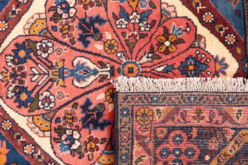 Close-up detail of 1975s Hamedan rug from Iran / Persia showing Wool weave