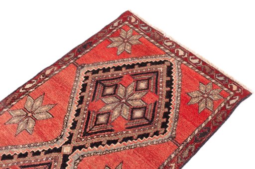 Surface texture of 1975s Hamedan rug with natural Wool and intricate pattern