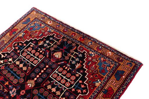 Surface texture of 1975s Hamedan rug with natural Wool and intricate pattern
