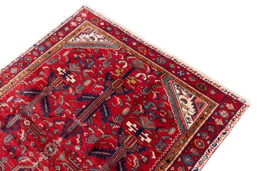 Surface texture of 1982s Hamedan rug with natural Wool and intricate pattern