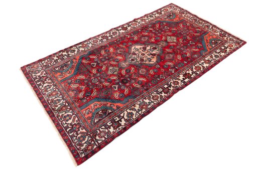 Close-up detail of 1975s Hamedan rug from Iran / Persia showing Wool weave
