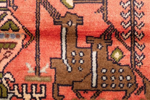 Full view of 1976s Hamedan rug from Iran / Persia, 130 × 93 cm in Terracotta tones