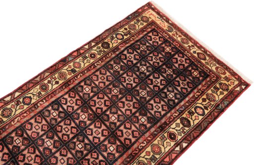 Surface texture of 1990s Hamedan rug with natural Wool and intricate pattern
