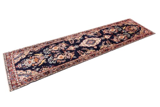 Close-up detail of 1984s Hamedan rug from Iran / Persia showing Wool weave