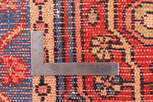 Full view of 1975s Hamedan rug from Iran / Persia, 316 × 61 cm in Red tones