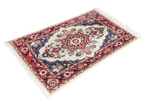 Close-up detail of 1990s Hamedan rug from Iran / Persia showing Wool weave