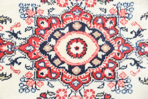 Close-up detail of 1990s Hamedan rug from Iran / Persia showing Wool weave