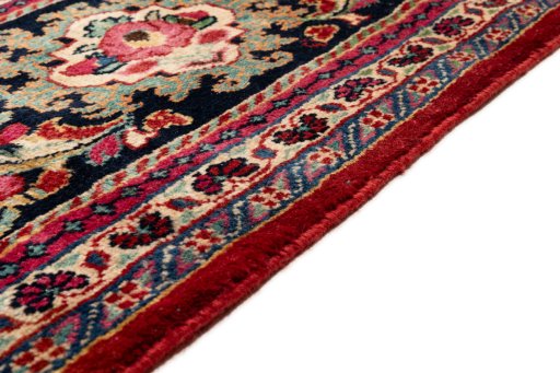 Close-up detail of 2002s Hamedan rug from Iran / Persia showing Wool weave