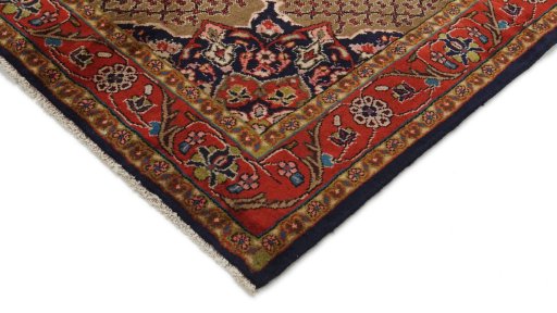 Backside of handmade 2000s Hamedan rug showing knot structure and weave density