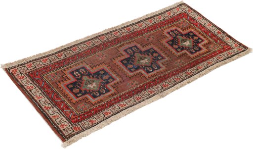 Corner detail of 1900s Heriz rug showing border pattern and Wool pile