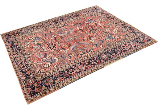 Close-up detail of 1920s Heriz rug from Iran / Persia showing Wool weave