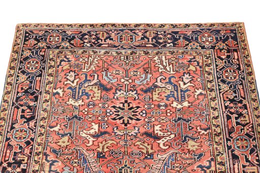 Surface texture of 1920s Heriz rug with natural Wool and intricate pattern