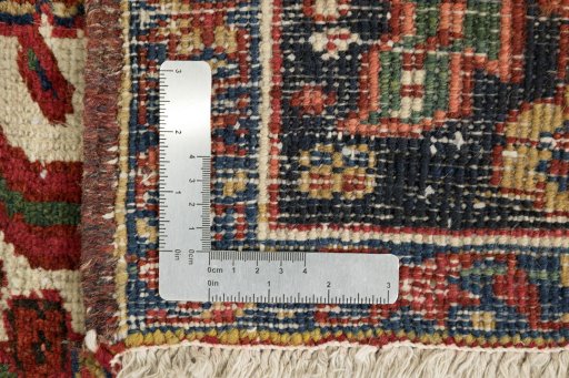 Full view of 1940s Heriz rug from Iran / Persia, 372 × 291 cm in Red tones