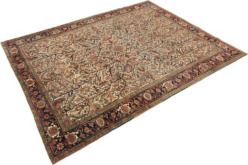Close-up detail of 1920s Heriz rug from Iran / Persia showing Wool weave