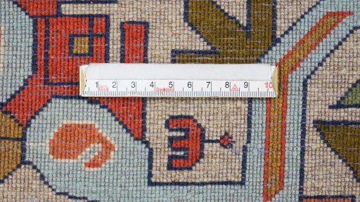 Close-up detail of 1990s Heriz rug from Iran / Persia showing Wool weave
