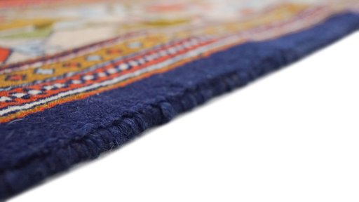 Full view of 1990s Heriz rug from Iran / Persia, 317 × 218 cm in Dark blue tones