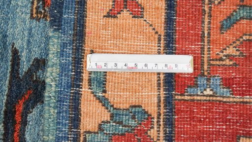 Full view of 1990s Heriz rug from Afghanistan, 509 × 391 cm in Blue tones
