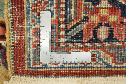 Full view of 1920s Heriz rug from Iran / Persia, 462 × 328 cm in Red tones