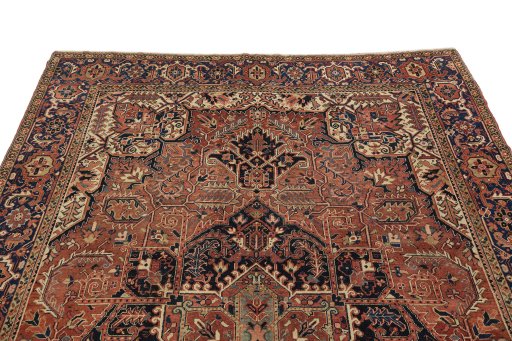 Surface texture of 1940s Heriz rug with natural Wool and intricate pattern