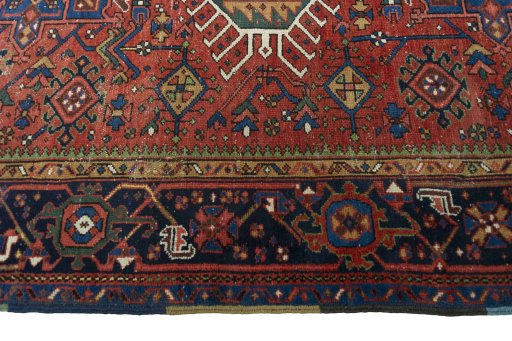 Full view of 1930s Heriz rug from Iran / Persia, 195 × 155 cm in Red tones