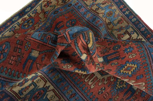 Close-up detail of 1930s Heriz rug from Iran / Persia showing Wool weave