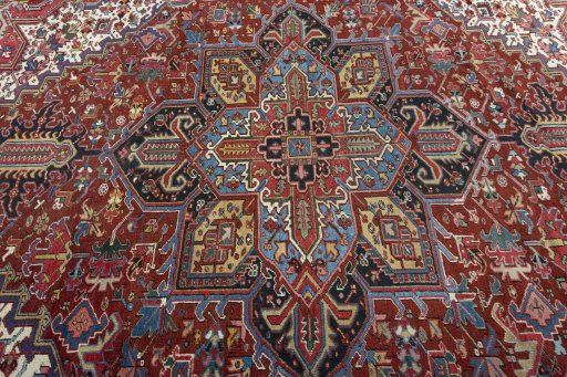 Central medallion detail of 1930s Heriz rug from Iran / Persia