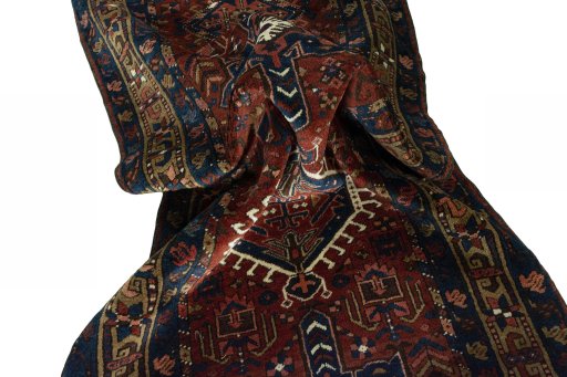 Close-up detail of 1930s Heriz rug from Iran / Persia showing Wool weave