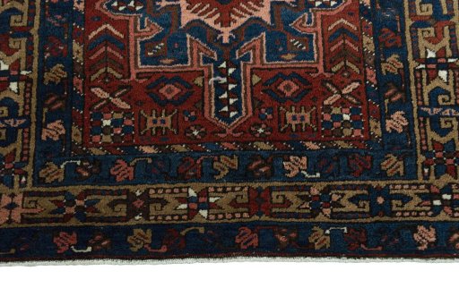 Close-up detail of 1930s Heriz rug from Iran / Persia showing Wool weave