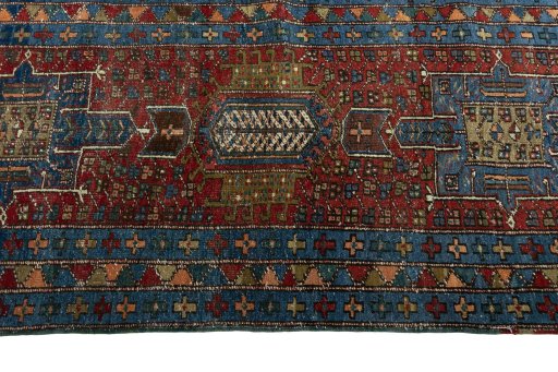 Close-up detail of 1930s Heriz rug from Iran / Persia showing Wool weave