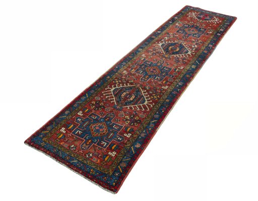 Corner detail of 1930s Heriz rug showing border pattern and Wool pile