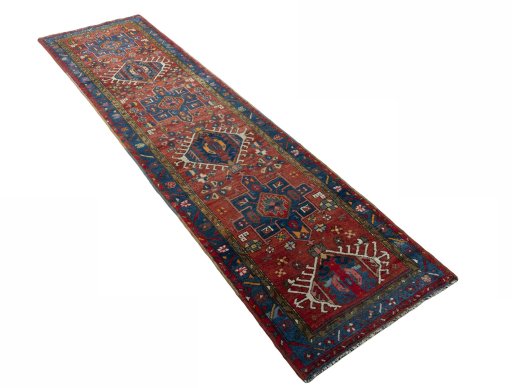 Close-up detail of 1930s Heriz rug from Iran / Persia showing Wool weave