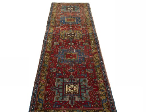 Surface texture of 1930s Heriz rug with natural Wool and intricate pattern