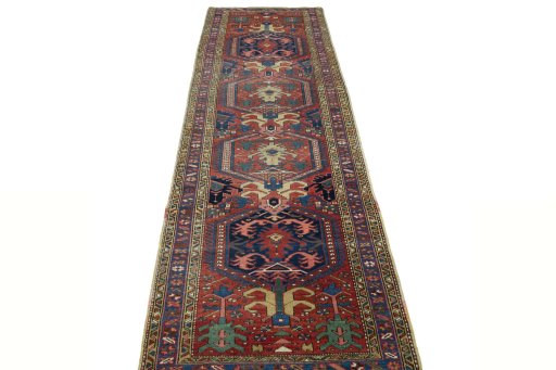 Surface texture of 1930s Heriz rug with natural Wool and intricate pattern