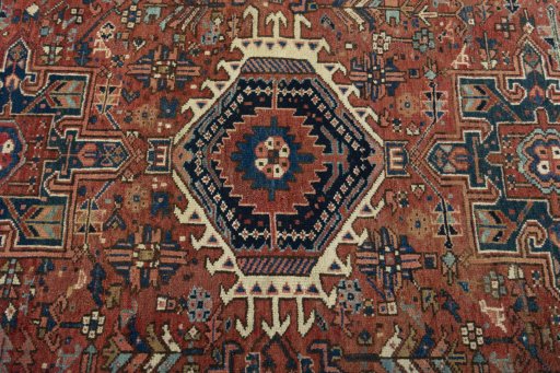 Central medallion detail of 1930s Heriz rug from Iran / Persia