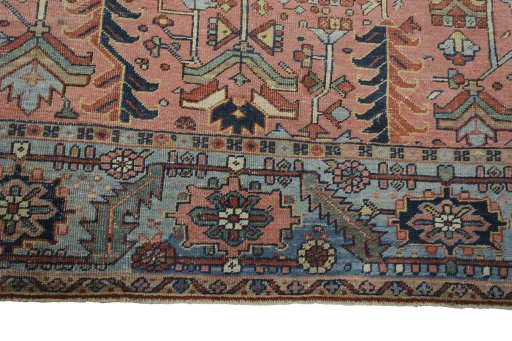 Close-up detail of 1930s Heriz rug from Iran / Persia showing Wool weave
