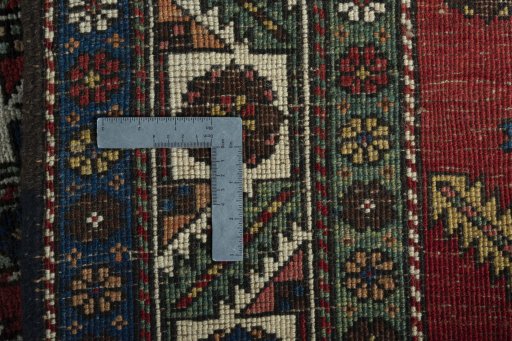 Close-up detail of 1950s Heriz rug from Iran / Persia showing Wool weave