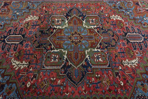 Central medallion detail of 1930s Heriz rug from Iran / Persia