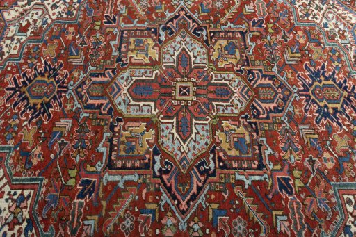 Central medallion detail of 1930s Heriz rug from Iran / Persia