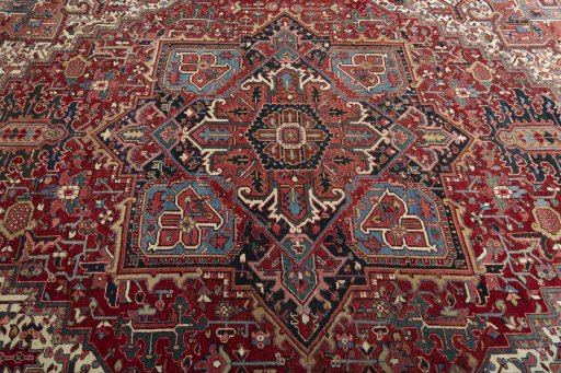 Central medallion detail of 1930s Heriz rug from Iran / Persia