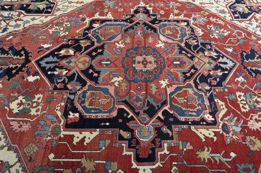 Central medallion detail of 1930s Heriz rug from Iran / Persia