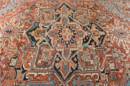 Central medallion detail of 1930s Heriz rug from Iran / Persia