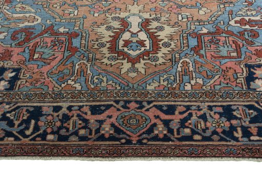 Full view of 1930s Heriz rug from Iran / Persia, 344 × 240 cm in Red tones