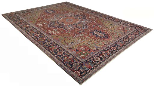 Close-up detail of 1930s Heriz rug from Iran / Persia showing Wool weave
