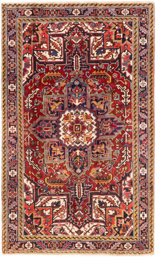 Full view of 1985s Heriz rug from Iran / Persia, 210 × 130 cm in Multi Color tones