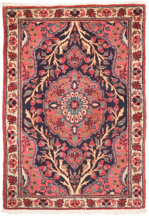 Full view of 1920s Heriz rug from Iran / Persia, 103 × 72 cm in Multi Color tones