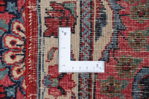 Close-up detail of 1920s Heriz rug from Iran / Persia showing Wool weave