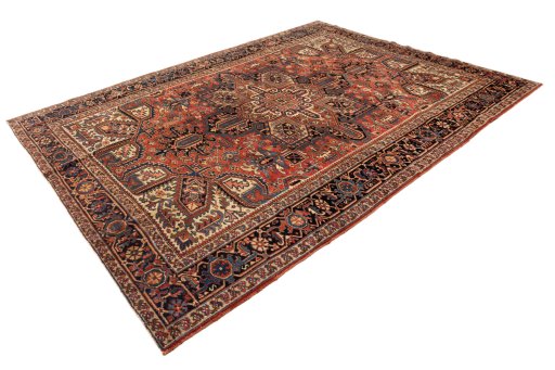 Close-up detail of 1990s Heriz rug from Iran / Persia showing Wool weave