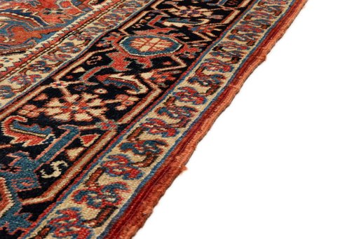 Close-up detail of 1990s Heriz rug from Iran / Persia showing Wool weave